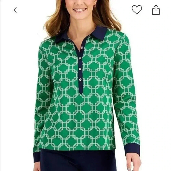 Charter Club Tops - Charter Club- womens Nautical‎ green and white blouse